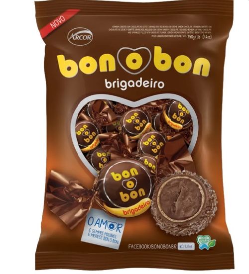 Bombom sabor brigadeiro pacote com 50 unidades de 15g - Bon o Bon