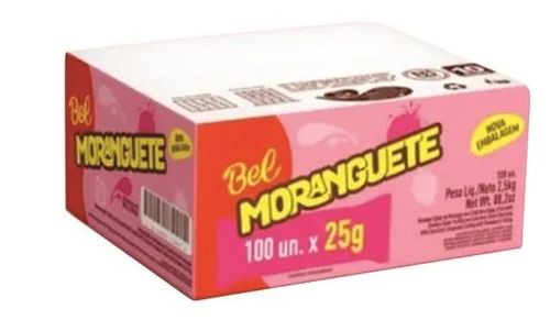 Bombom sabor morango com cobertura de chocolate 100 unidades com 25g cada - Moranguete Bel