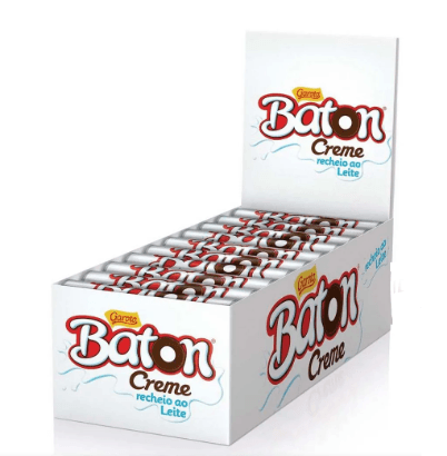 Chocolate ao leite com recheio de creme caixa com 30 unidades de 16g - Baton