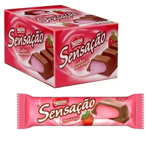 Chocolate com recheio de morango caixa com 24 unidades de 38g - Sensação