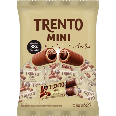 Chocolate sabor avelã 16g pacote com 800g - Trento Mini