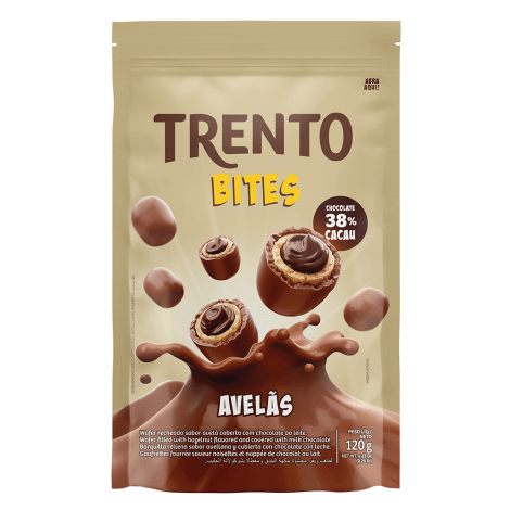 Chocolate sabor Avelã ao Leite Pacote com 120g - Trento Bites