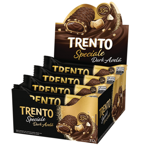 Chocolate sabor Avelã dark caixa com 12 unidades de 26g - Trento Speciale