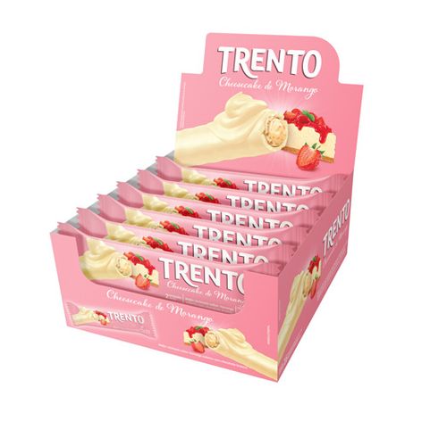 Chocolate sabor Cheesecake de Morango caixa com 16 unidades de 32g - Trento