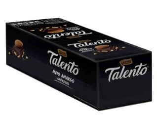 Mini barra de chocolate sabor meio amargo com amêndoas caixa com 15 unidades de 25g - Talento