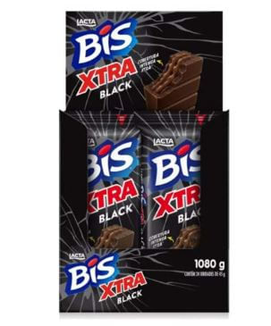 Wafer recheado com cobertura intensa black caixa com 24 unidades de 45g - Bis Xtra