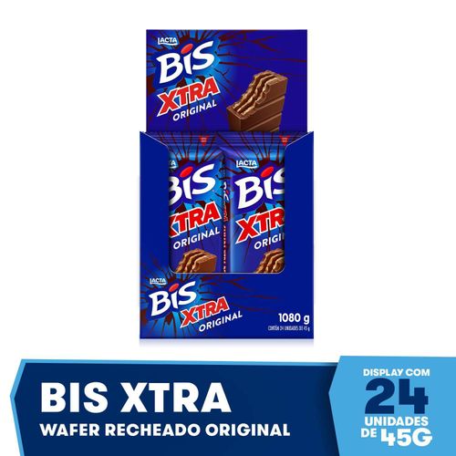 Wafer recheado original caixa com 24 unidades de 45g - Bis Xtra