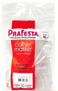 Colher descartável máster cristal pacote com 50 unidades - Prafesta