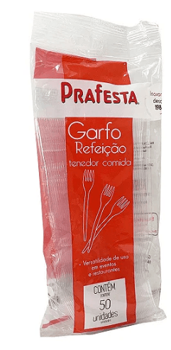 Garfo descartável premium cristal  pacote com 50 unidades - Prafesta