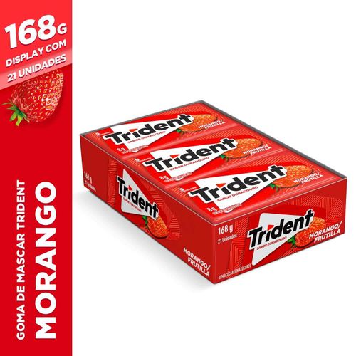 Chiclete 5S sabor Morango caixa com 21 unidades de 8g - Trident