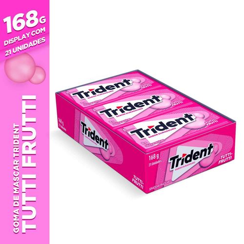 Chiclete 5S sabor Tutti Frutti caixa com 21 unidades de 8g - Trident