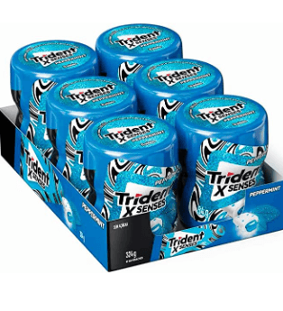 Chiclete sabor peppermint  caixa com 6 potes de 28 unidades - Trident