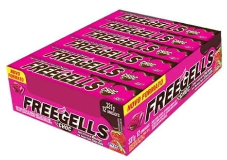 Drop's sabor morango com recheio de chocolate caixa com 12 unidades - FreeGells