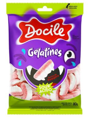 Gelatines dentes de vampiro cítrico com 80g - Docile