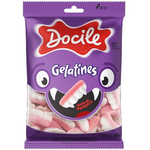 Gelatines dentes de vampiro com 80g - Docile