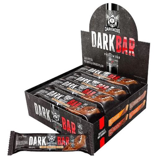 Barra sabor Cookies Cream com Nibs de Cacau caixa com 8 unidades de 90g - Darkness Dark Bar