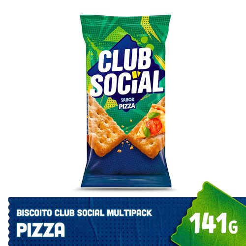 Biscoito salgado sabor pizza Pacote com 6 unidades de 23,5g - Club Social