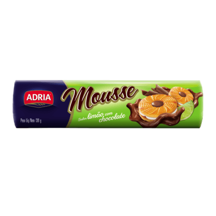 Biscoito Recheado sabor Mousse de Limão e chocolate 130g - Adria