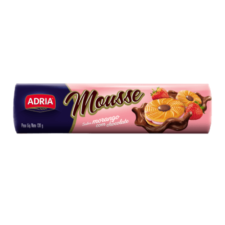 Biscoito Recheado sabor Mousse de Morango e Chocolate 130g - Adria