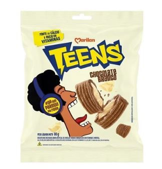 Biscoito sabor chocolate branco 80g - Teens