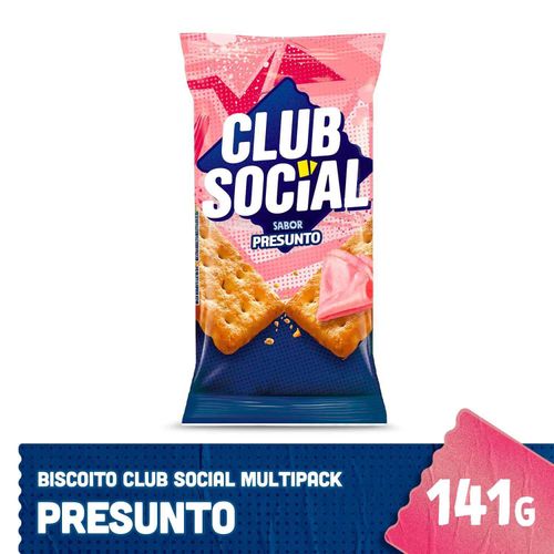 Biscoito sabor Presunto Pacote com 6 unidades de 23,5g - Club Social