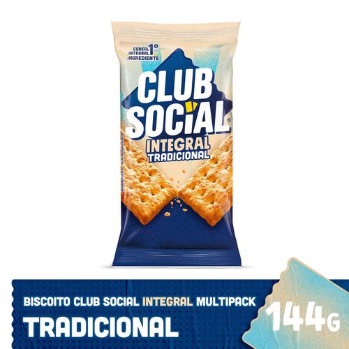 Biscoito salgado integral pacote com 6 unidades de 24g - Club Social