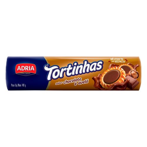 Biscoito tortinhas sabor Chocolate e Avelã 140g - Adria