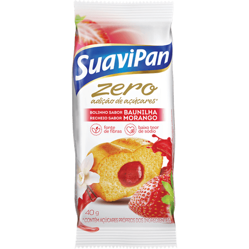 Bolinho Zero sabor Baunilha com Morango com 40g - SuaviPan