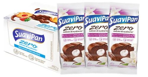 Bolinho Zero sabor Chocolate com Baunilha caixa com 12 unidades de 40g - SuaviPan