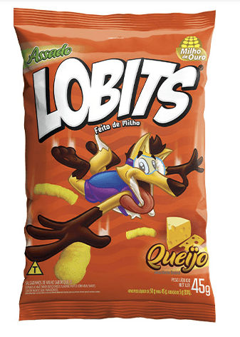 Salgadinho sabor queijo Fardo com 10 unidades de 45g  - Lobits