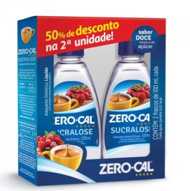 Adoçante líquido com sucralose kit com 2 unidades de 100ml cada - Zero-Cal