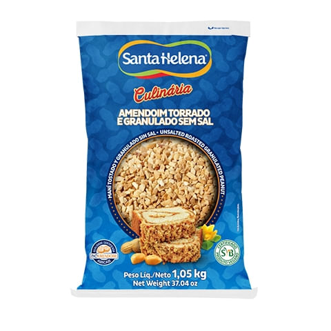 Amendoim torrado e granulado sem sal 1kg - Santa Helena