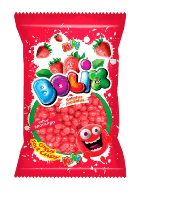 Bala de goma bolix confeitada sabor morango azedinho 500G- Kuky