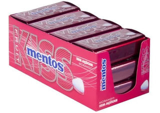 Bala Kiss sabor Morango caixa com 12 latas de 35g - Mentos