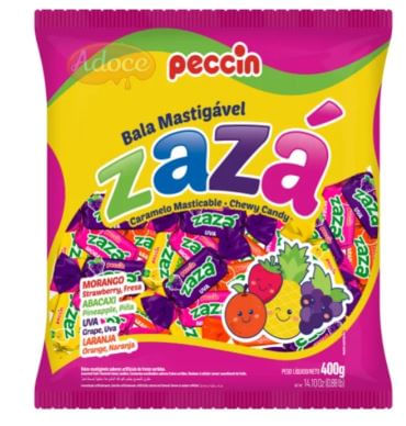 Bala mastigável Zazá sabor sortido  400g - Peccin