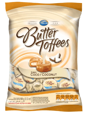 Bala sabor Coco Pacote com 100g - Butter Toffees