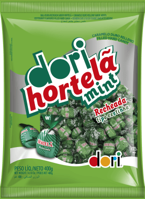 Bala sabor hortelã recheada 400g - Dori