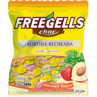 Bala sabor sortido com chocolate branco Pacote com 584g - FreeGells