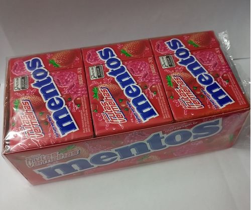 Bala Slim Box sabor frutas vermelhas caixa com 12 unidades de 24,1g - Mentos