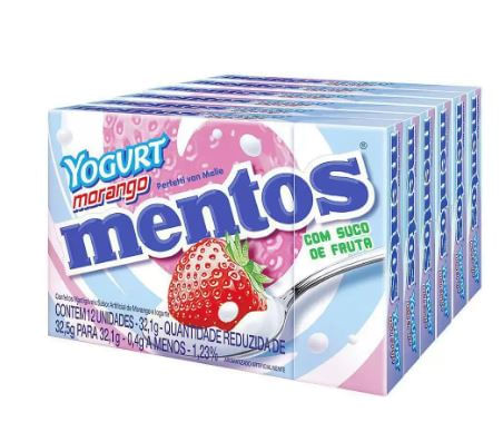 Bala Slim Box Yogurt de Morango caixa com 12 unidades de 24,1g - Mentos