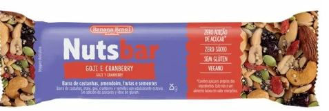 Barra de castanhas sabor Goji e Cranberry 25g - NutsBar