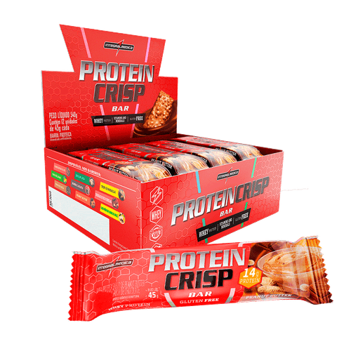 Barra de cereal sabor Peanut Butter caixa com 12 unidades de 45g - Integral Médica Crisp Bar