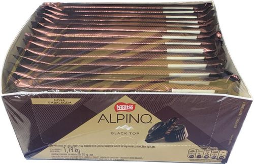 Barra de chocolate ao leite e meio amargo caixa com 14 unidades de 85g - Alpino