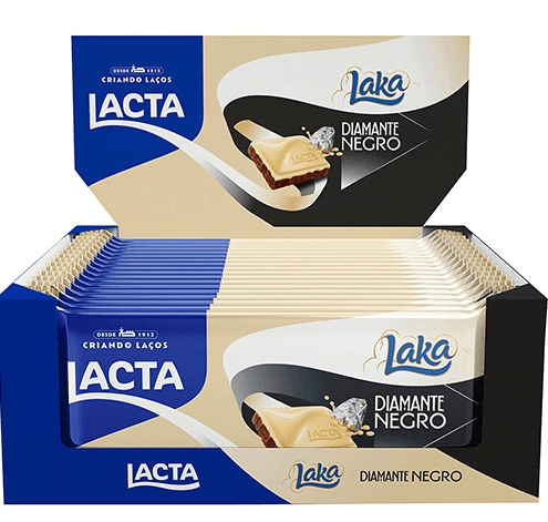 Barra de chocolate Diamante Negro & Laka  caixa com 17 unidades de 80g - Mondelez