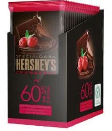 Barra de chocolate special dark 60% cacau sabor cranberry caixa com 12 unidades de 85g - Hershey's