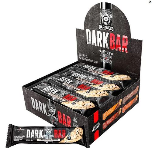 Barra sabor Flocos com Chocolate Chips caixa com 8 unidades de 90g - Darkness Dark Bar