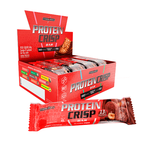 Barra sabor Trufa de Avelã caixa com 12 unidades de 45g - Integral Médica Crisp Bar