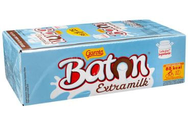 Baton chocolate ao leite extra milk caixa com 30 unidades de 16g - Garoto