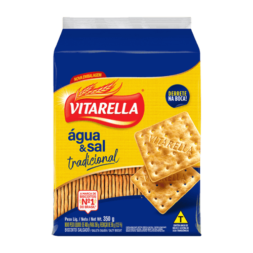 Biscoito Cream Cracker Água e Sal Pacote com 350g - Vitarella