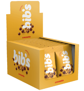 Flocos de arroz crocante coberto com chocolate ao leite  Caixa com 18 unidades de 40g cada - Bib's